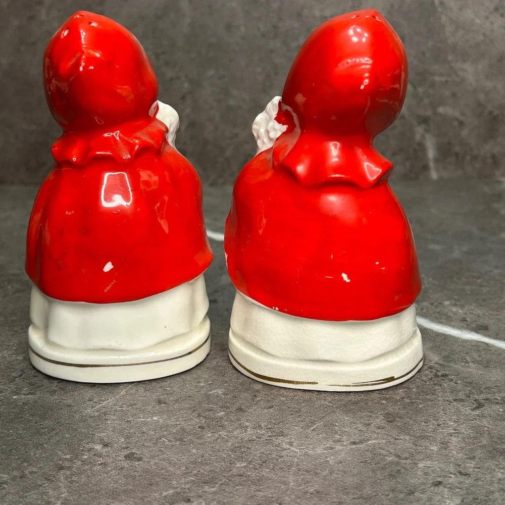 Vintage Relco Japan Red Riding Hood Salt and Pepper Shakers Ceramic Mid Century